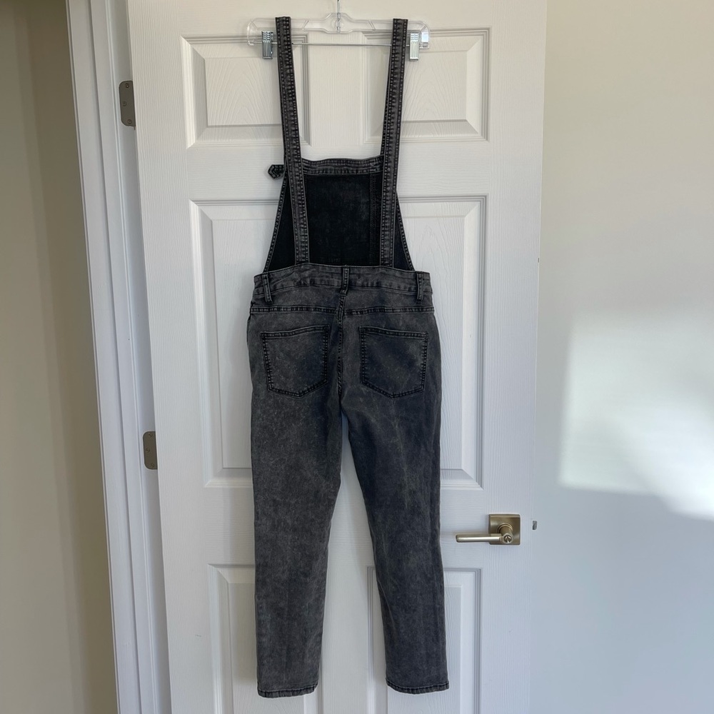 Free People Skinny Washed Overalls Dark Grey Size 27 - Picture 6 of 10